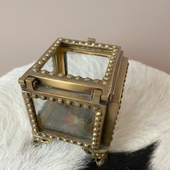 Anthropologie Gold Glass Trinket Box - Picture 5 of 6